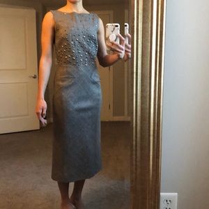 Alberta Ferretti grey fitted midi dress